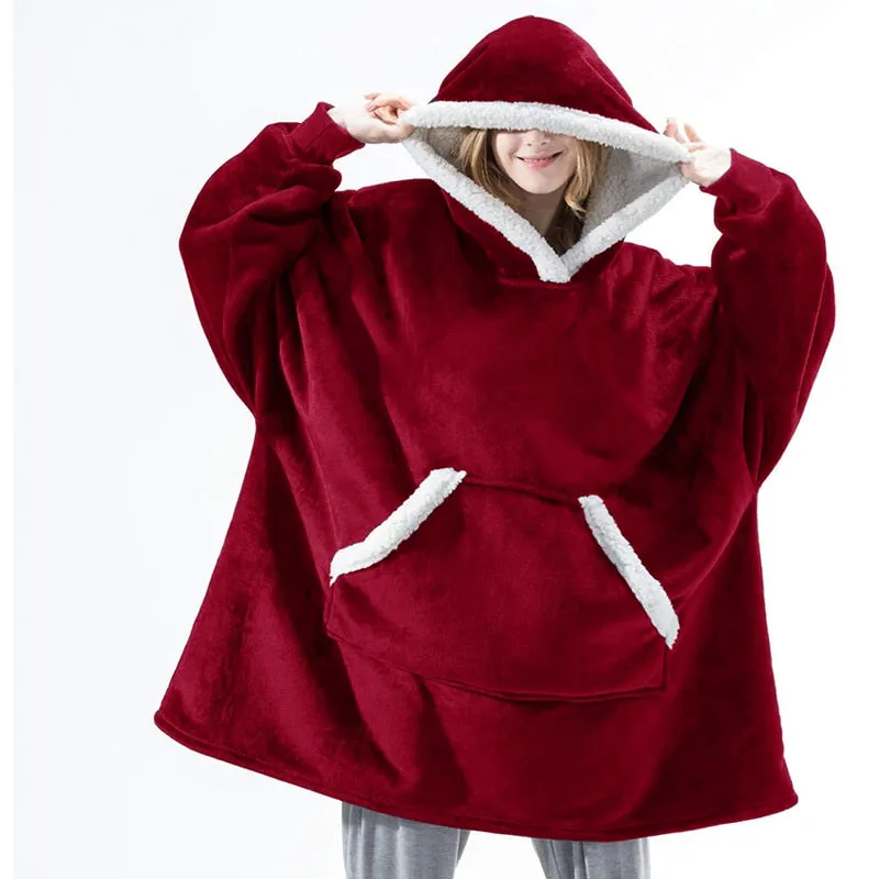 Oversized Hoodies Sweatshirt Women Winter Hoodies Fleece Giant TV Blanket With Sleeves Pullover Oversize Women Hoody Sweatshirts