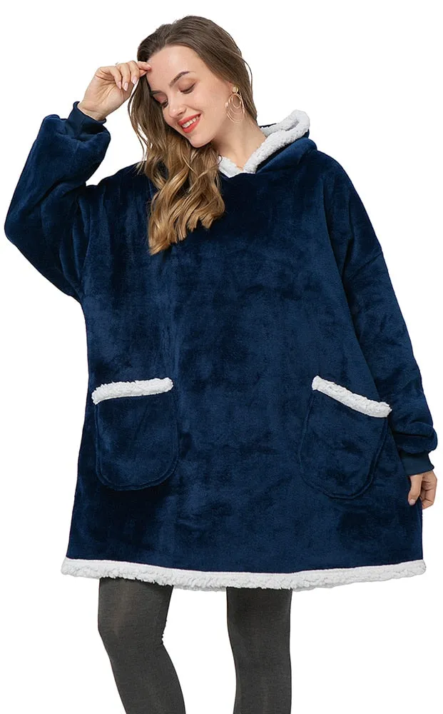 Oversized Hoodies Sweatshirt Women Winter Hoodies Fleece Giant TV Blanket With Sleeves Pullover Oversize Women Hoody Sweatshirts