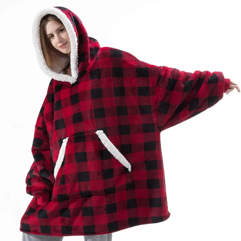 Oversized Hoodies Sweatshirt Women Winter Hoodies Fleece Giant TV Blanket With Sleeves Pullover Oversize Women Hoody Sweatshirts