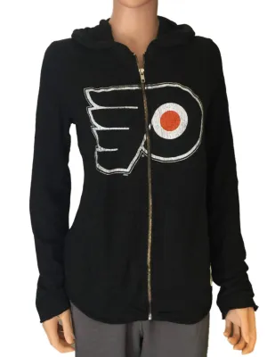 Philadelphia Flyers Retro Brand Women Black Quad Blend Zip Up Hoodie Jacket