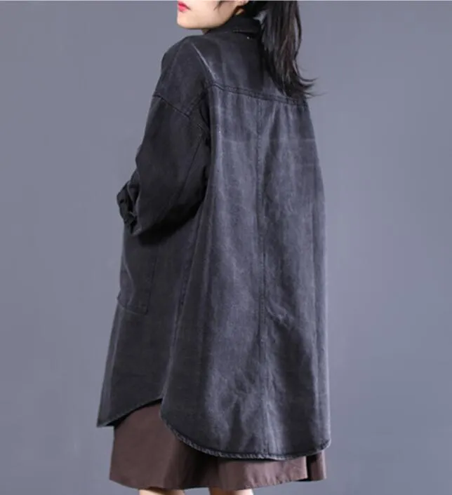 Plus Size Loose Long Hooded Casual Coat A line Parka Coat Jacket