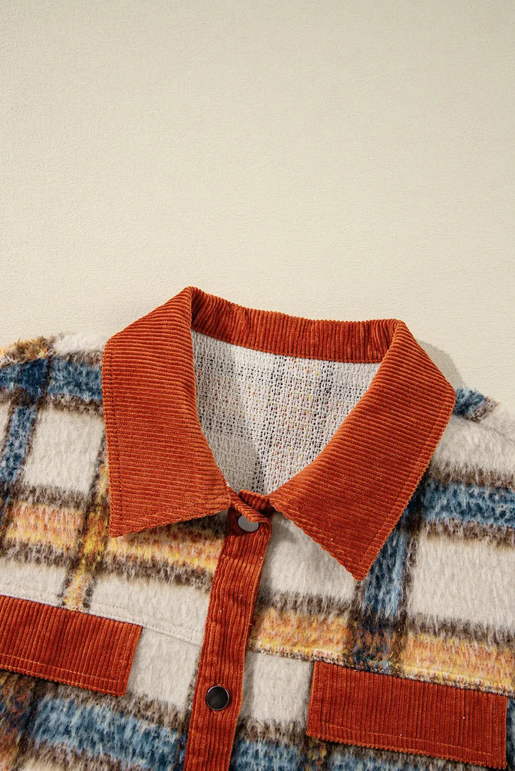 Plus Size Plaid Button Down Jacket