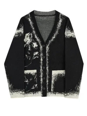 Pre Order:  Black Acid Dye Loose Knit Cardigan