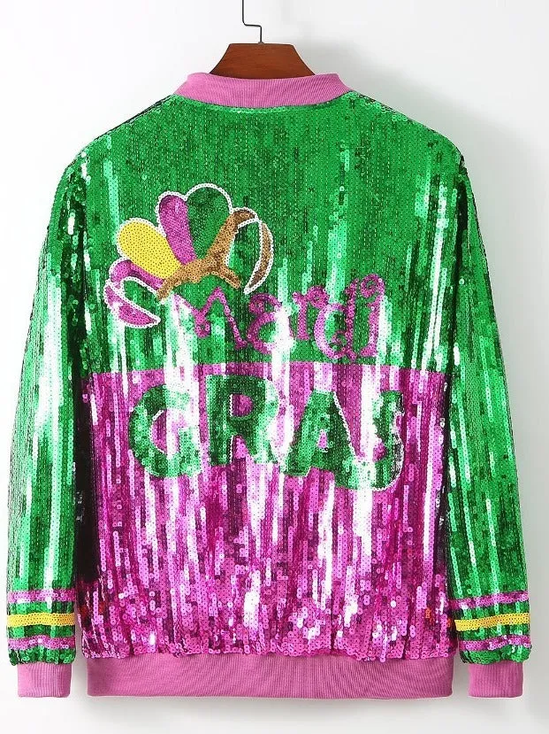 Pre Order:  Sequin Oversized Baseball Jacket