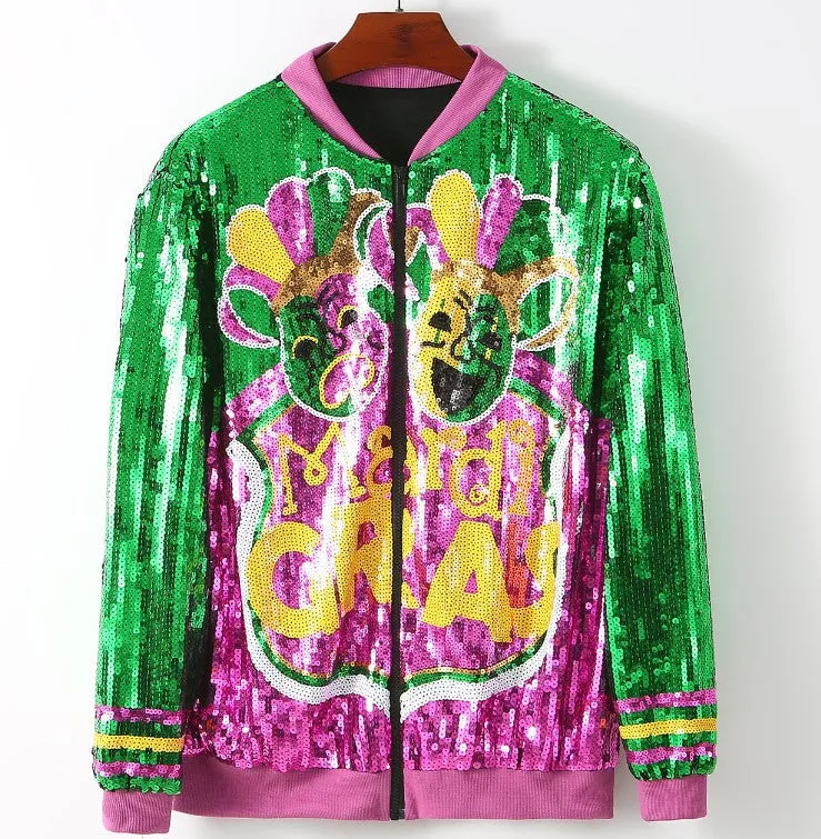 Pre Order:  Sequin Oversized Baseball Jacket