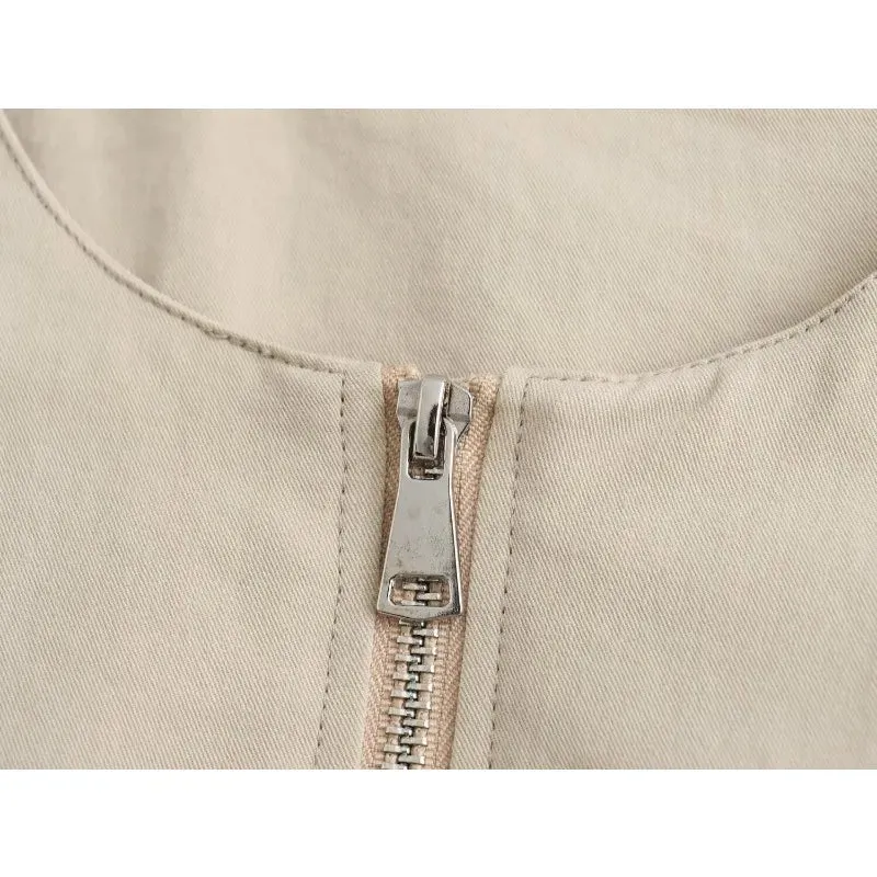 Pre Order: Solid Round Neck Zip Up Jacket