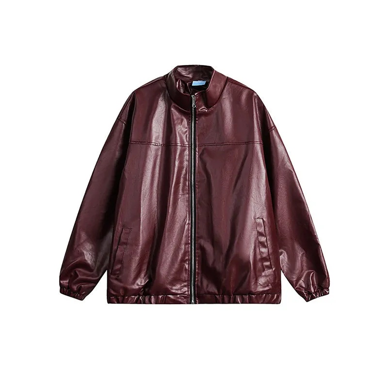 Pre Order:  Vintage Stand Collar Leather Jacket