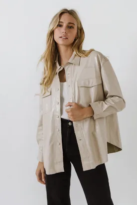 Pu Button Down Jacket