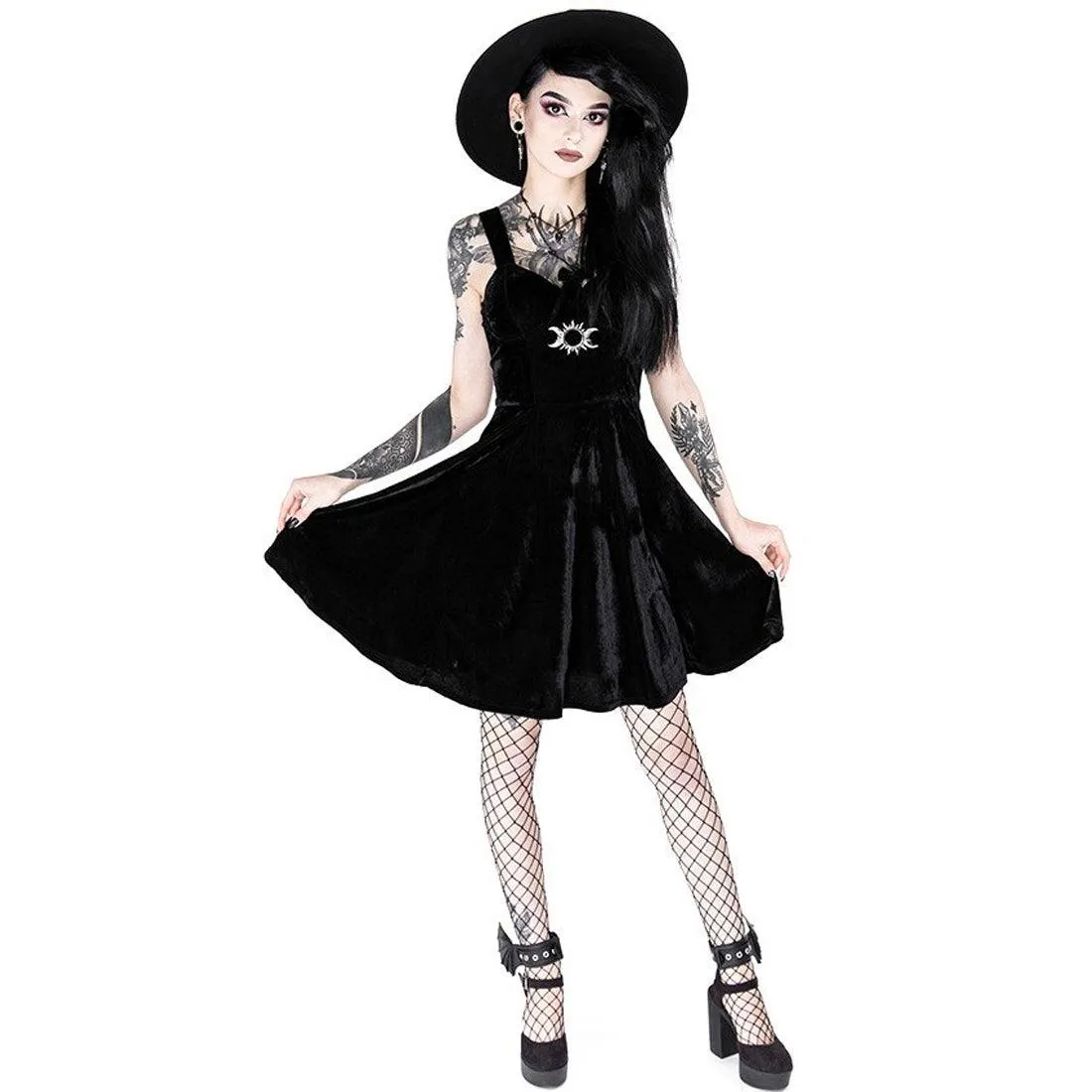 Restyle - TRIPLE GODDESS - Black Velvet Dress