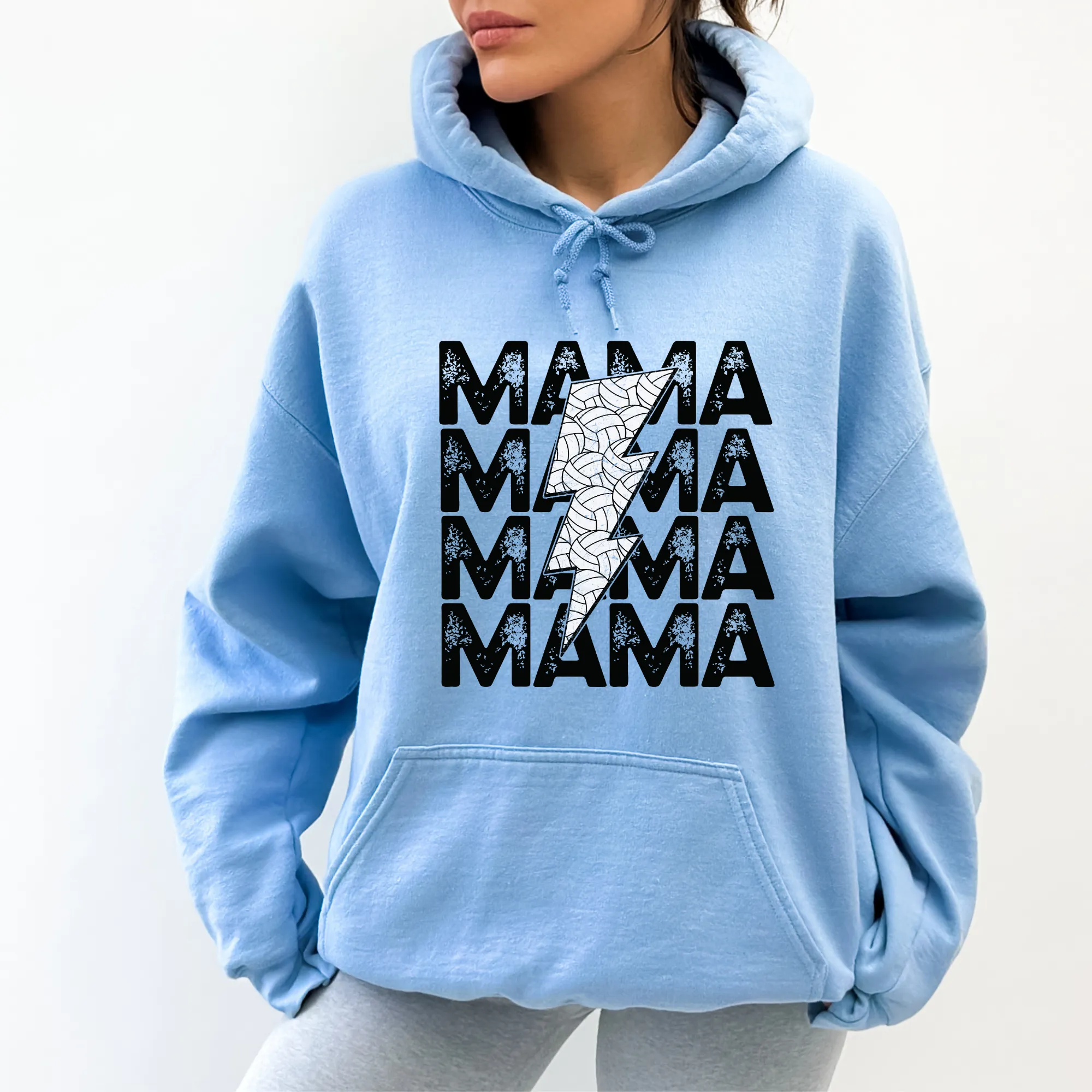 Retro Volleyball Mama Hoodie with Lightening Bolt