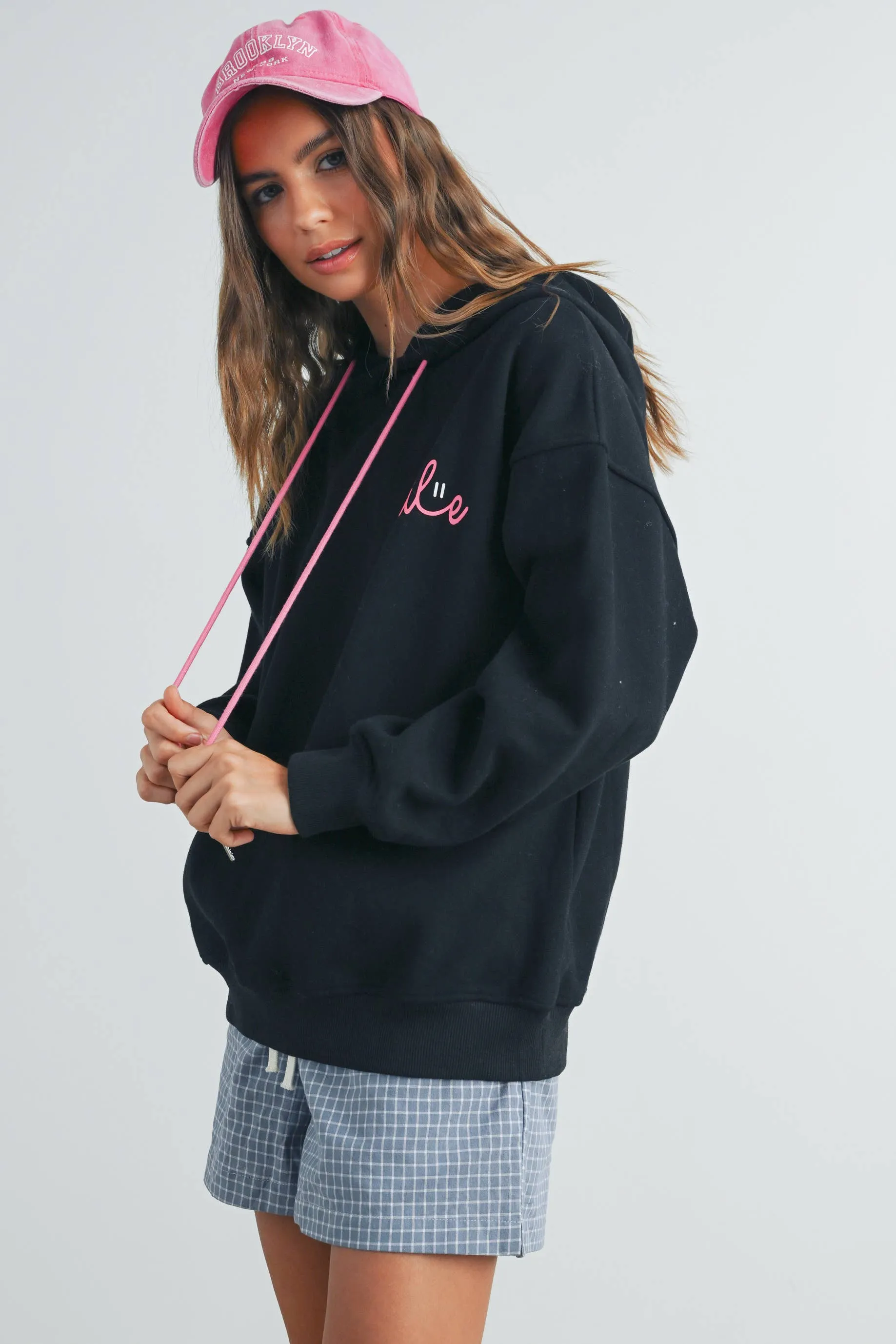 Smile Printed Drawstring Hoodie