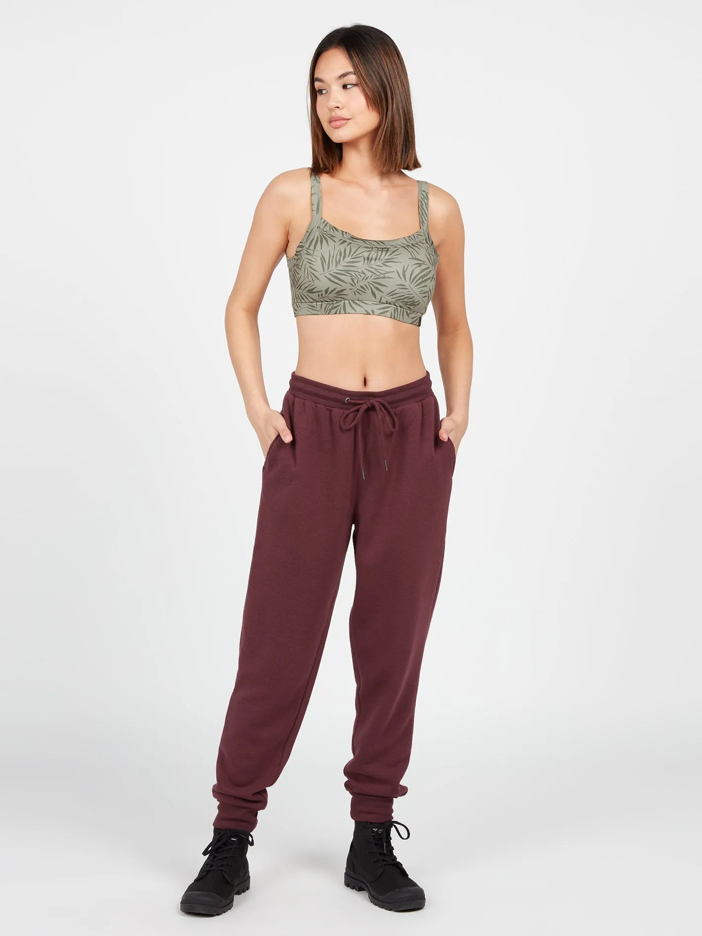 Stone Stacked Jogger Pants - Burgundy