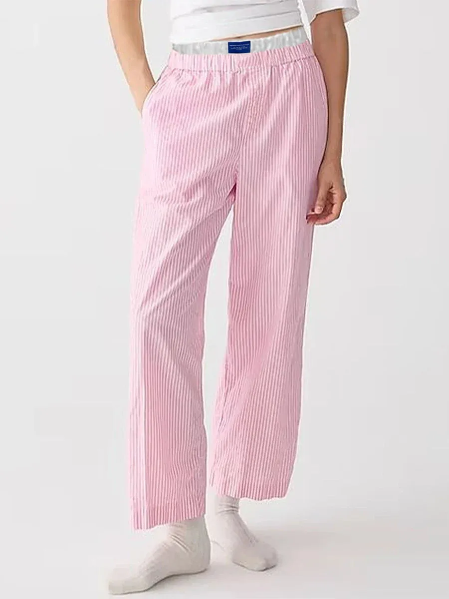 Stripe Elastic High Waist Wide Leg Baggy Straight Grunge Fashion Pants