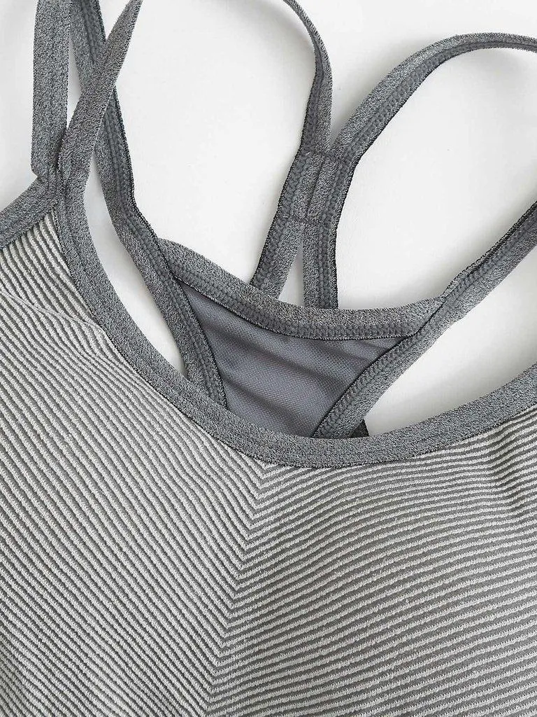 Striped Strappy Sports Bra