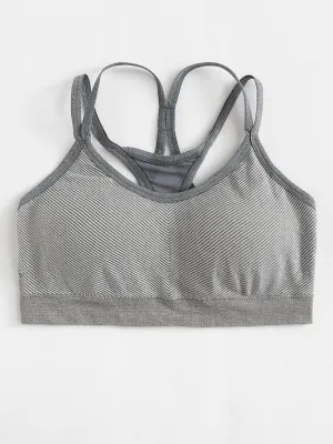 Striped Strappy Sports Bra