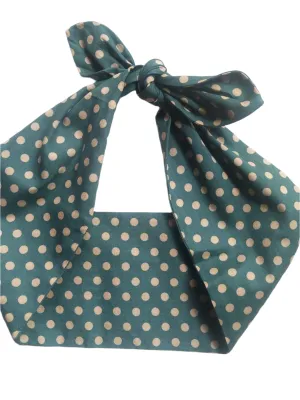 TEAL POLKA DOTS WIRED ROCKABILLY HAIR TIE