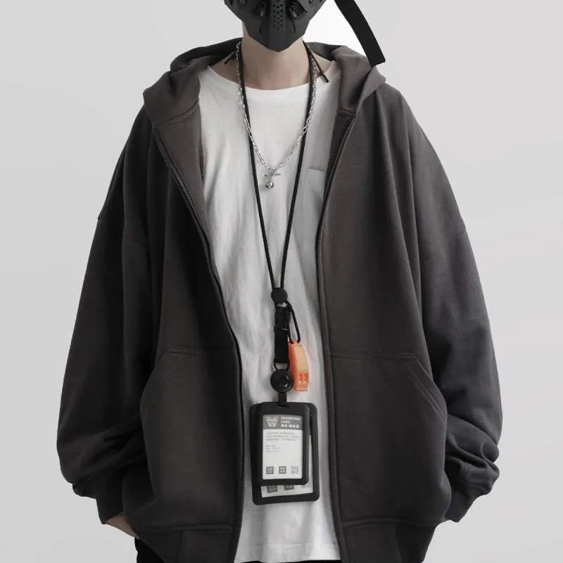 Techwear Oversized Grey zip-up Hoodie