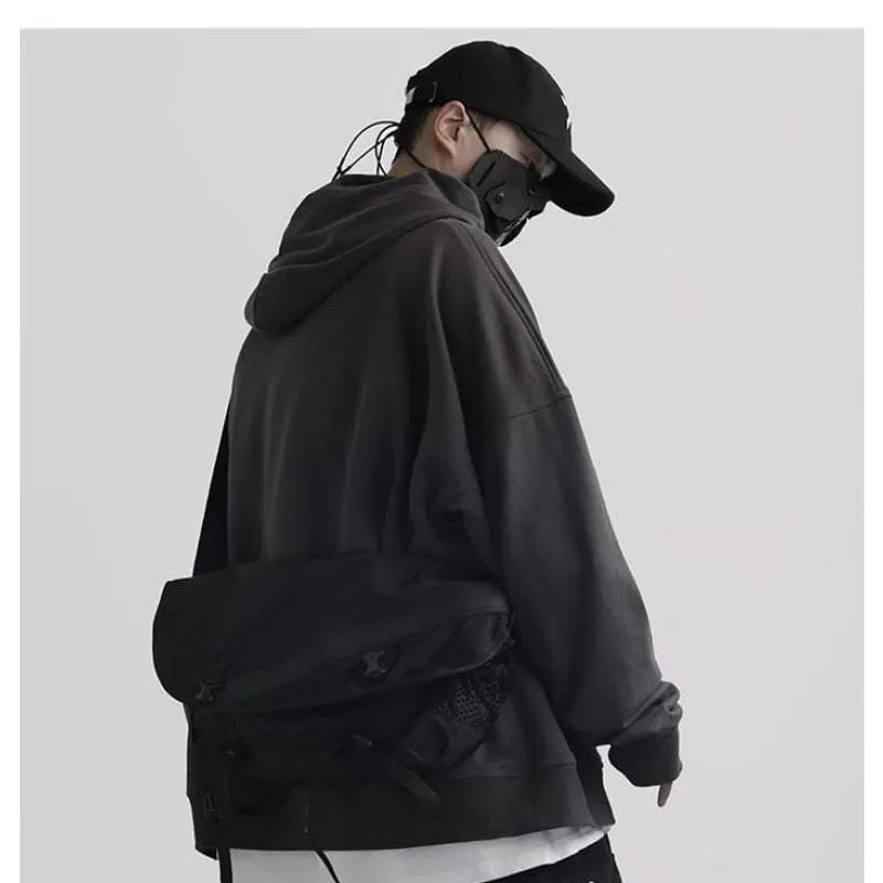 Techwear Oversized Grey zip-up Hoodie