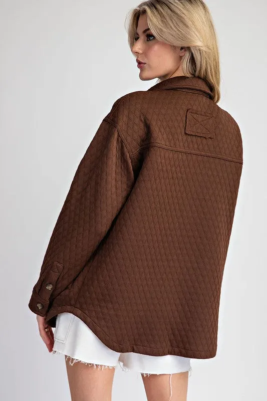 Textured Button Down Jacket - Coffee