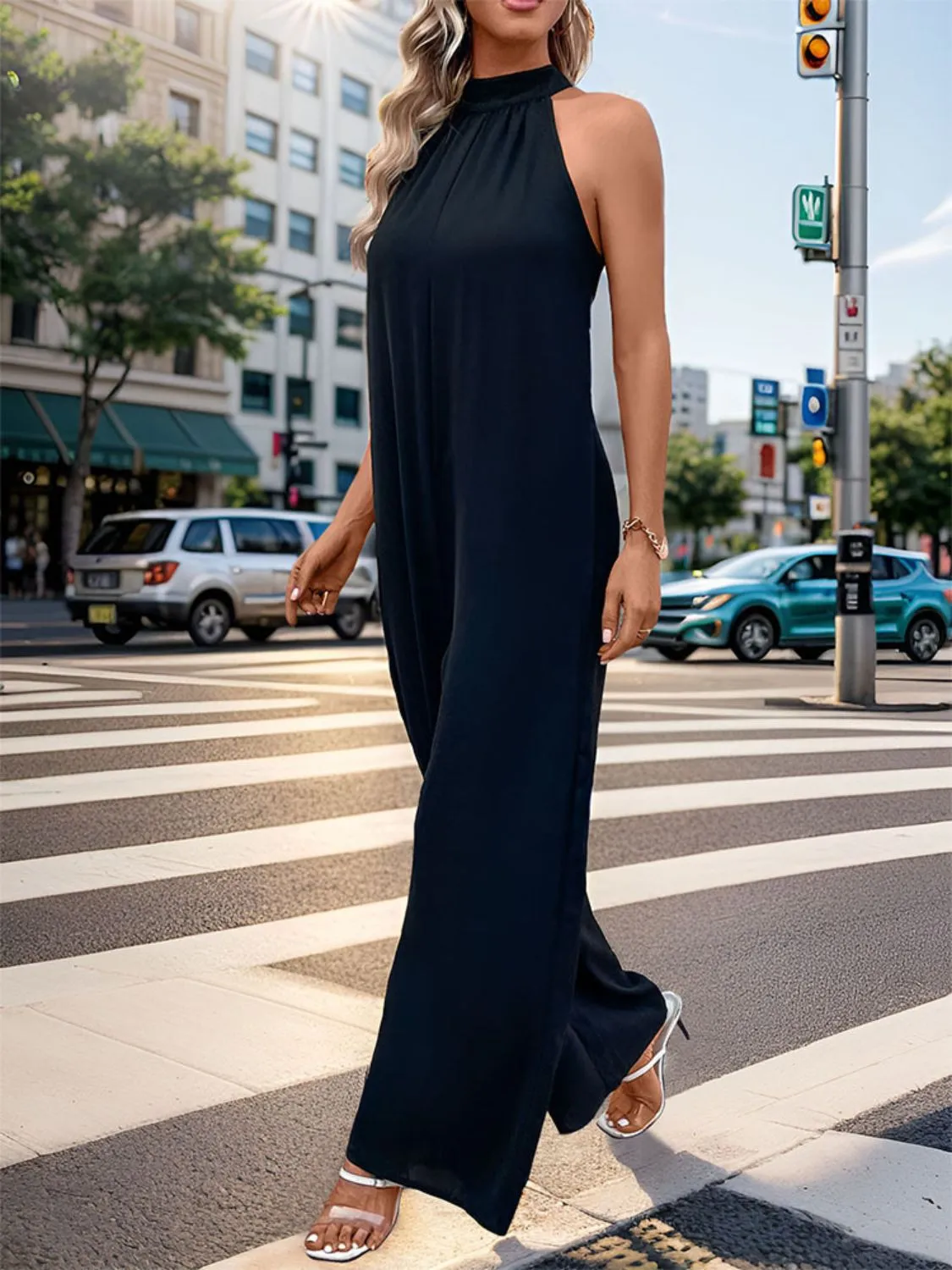 Tied Grecian Wide Leg Jumpsuit