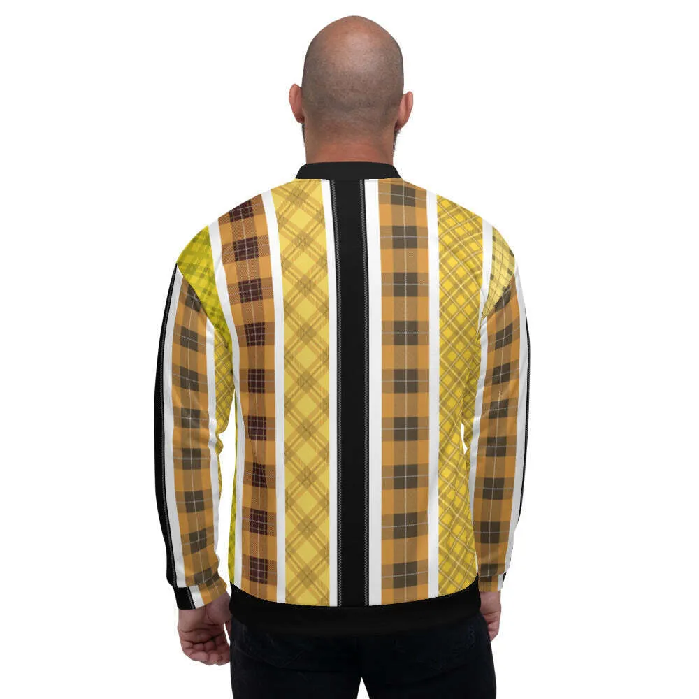 Uniquely You Bomber Jacket / Yellow and Black Tartan Style - J10877