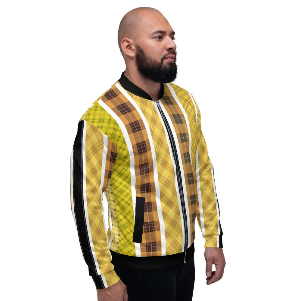 Uniquely You Bomber Jacket / Yellow and Black Tartan Style - J10877