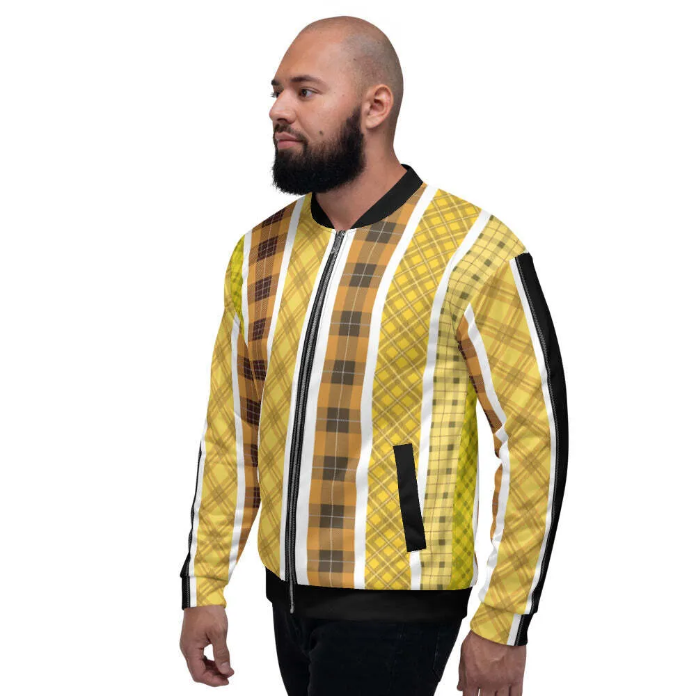 Uniquely You Bomber Jacket / Yellow and Black Tartan Style - J10877