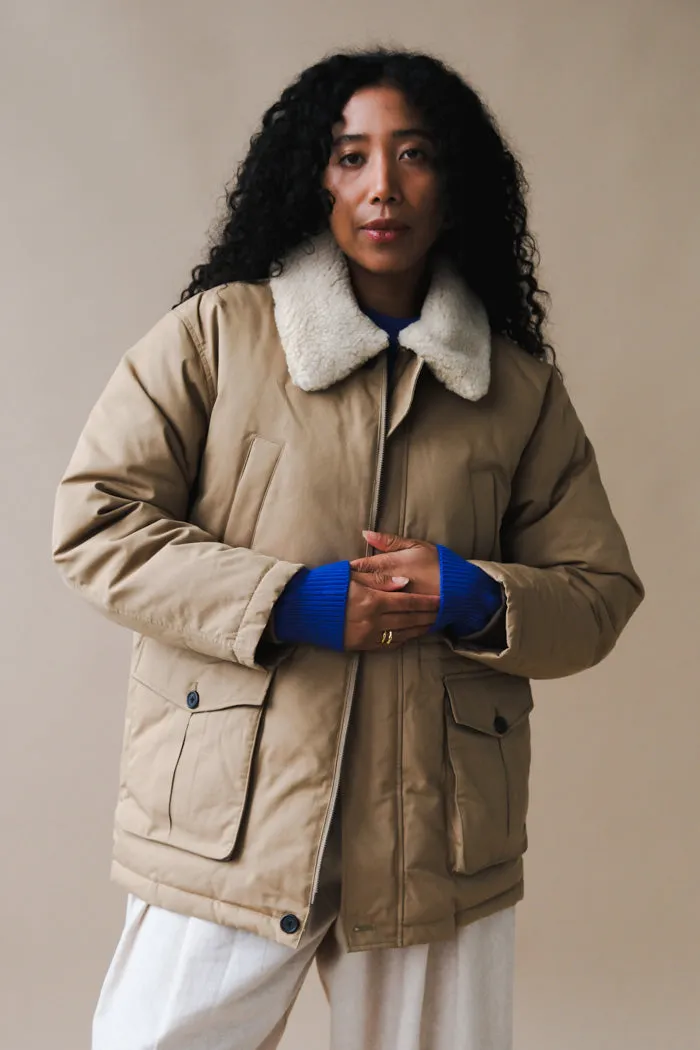 UNISEX COLLARED GOOSE DOWN HALF JACKET