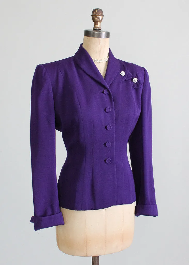 Vintage 1940s Purple Wasp Waist Jacket