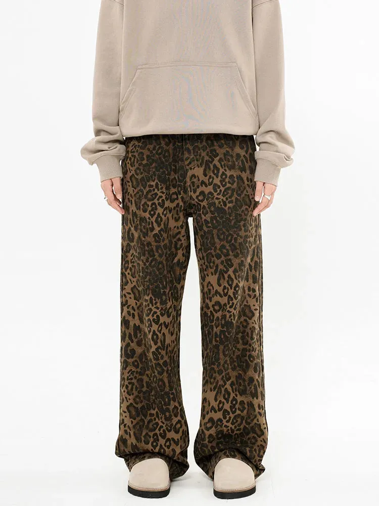 Vintage Classic Straight High Waist Leopard Print Jeans