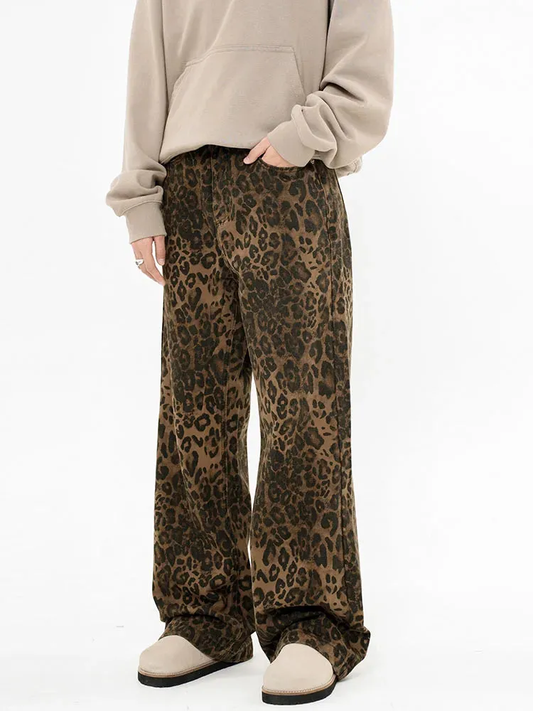 Vintage Classic Straight High Waist Leopard Print Jeans