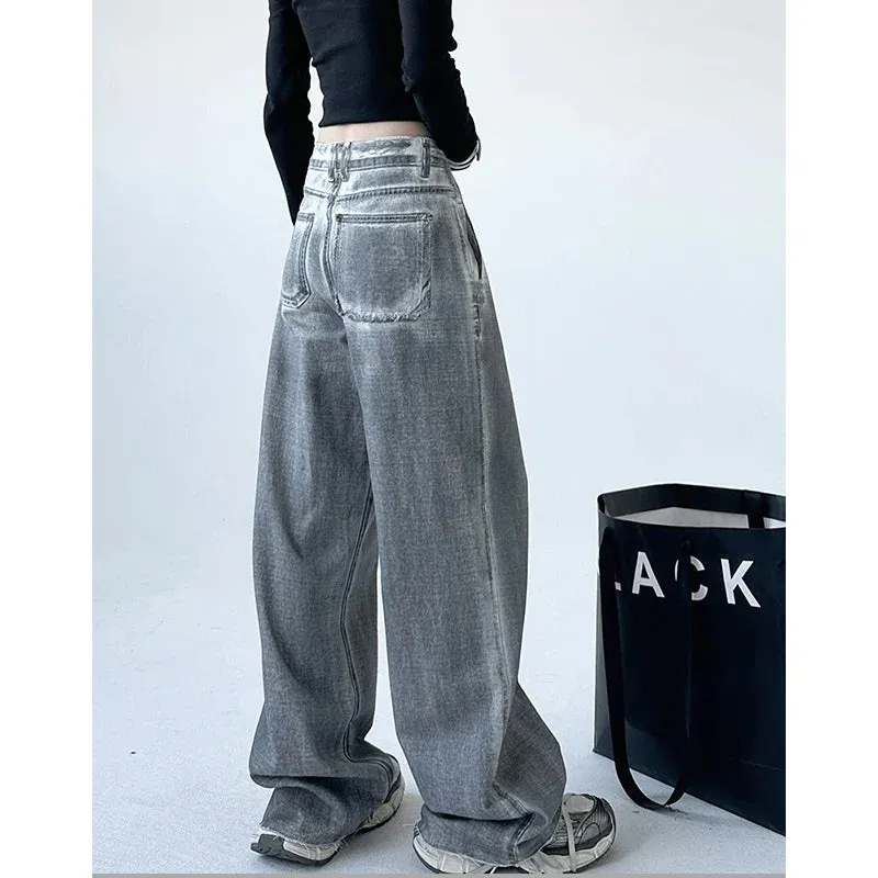 Vintage Grunge Streetwear High Waist Straight Denim Pants