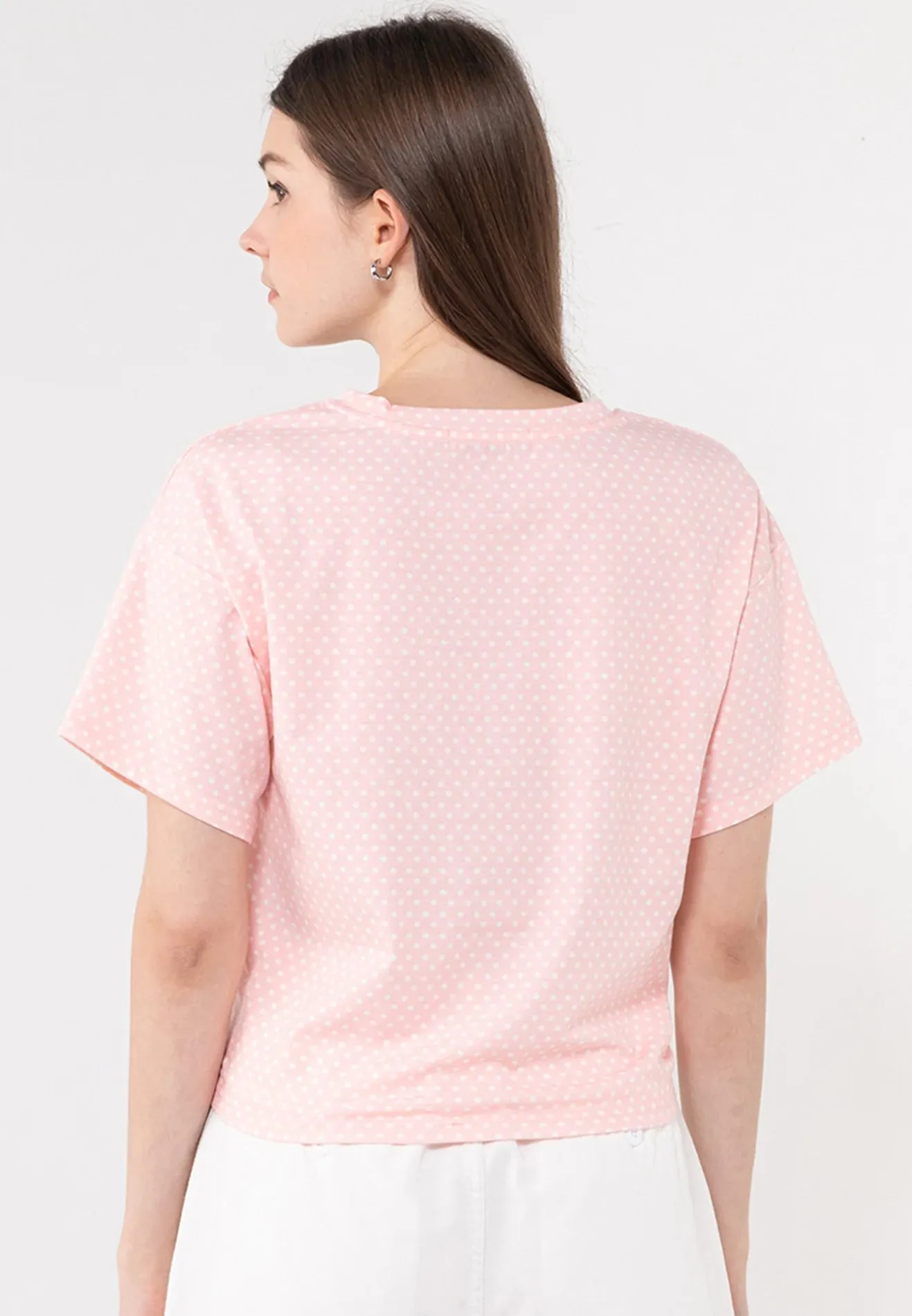 VOIR JEANS Polka Dots Tie-Hem Tee