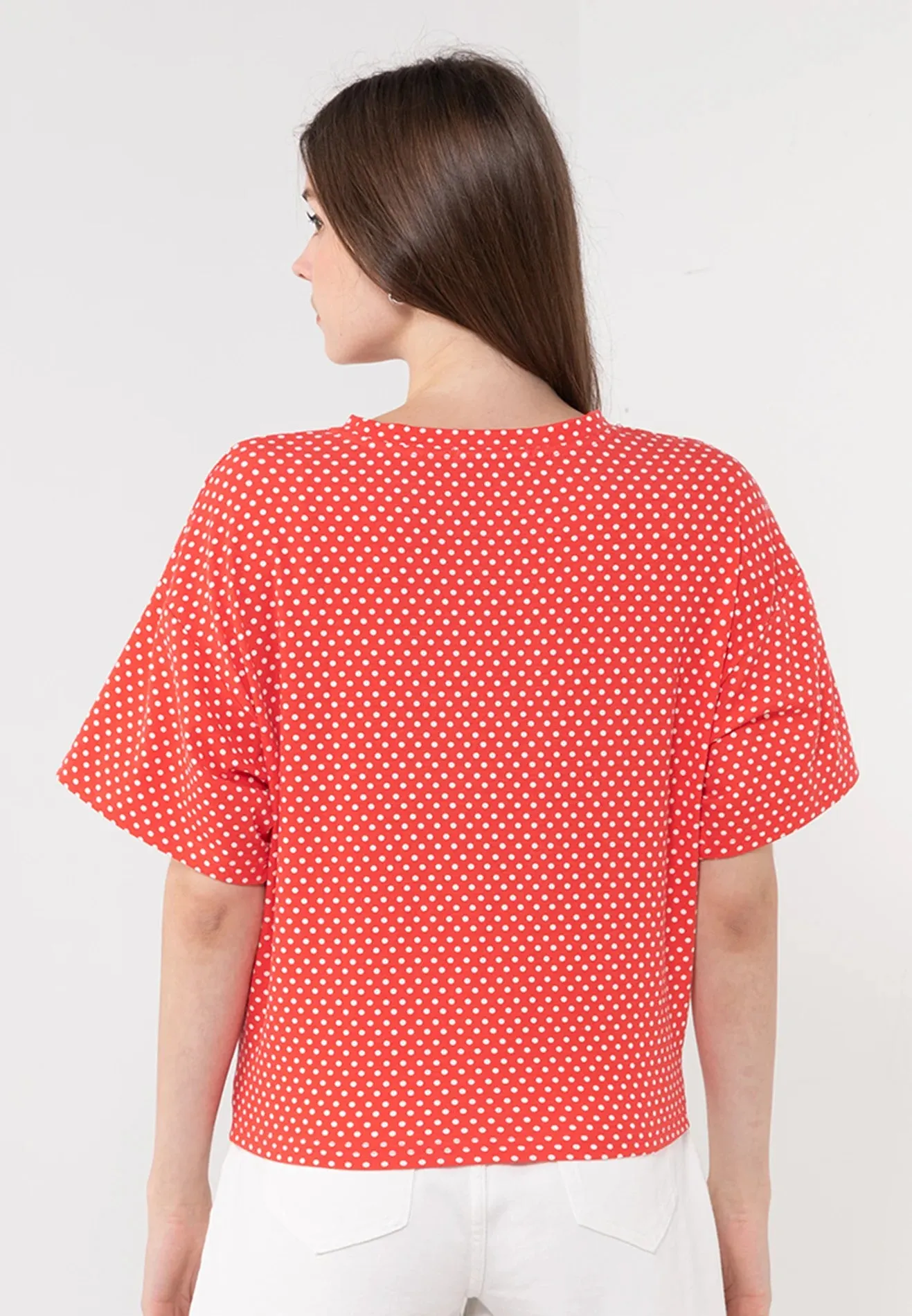 VOIR JEANS Polka Dots Tie-Hem Tee