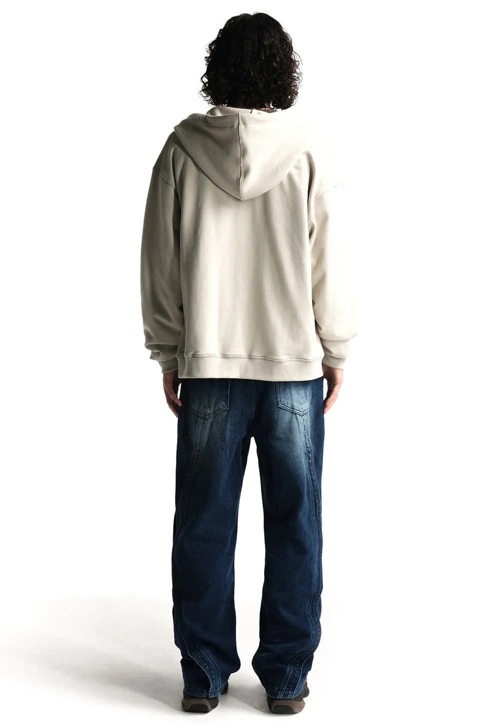 WAL signature stitch hood zip-up light grey