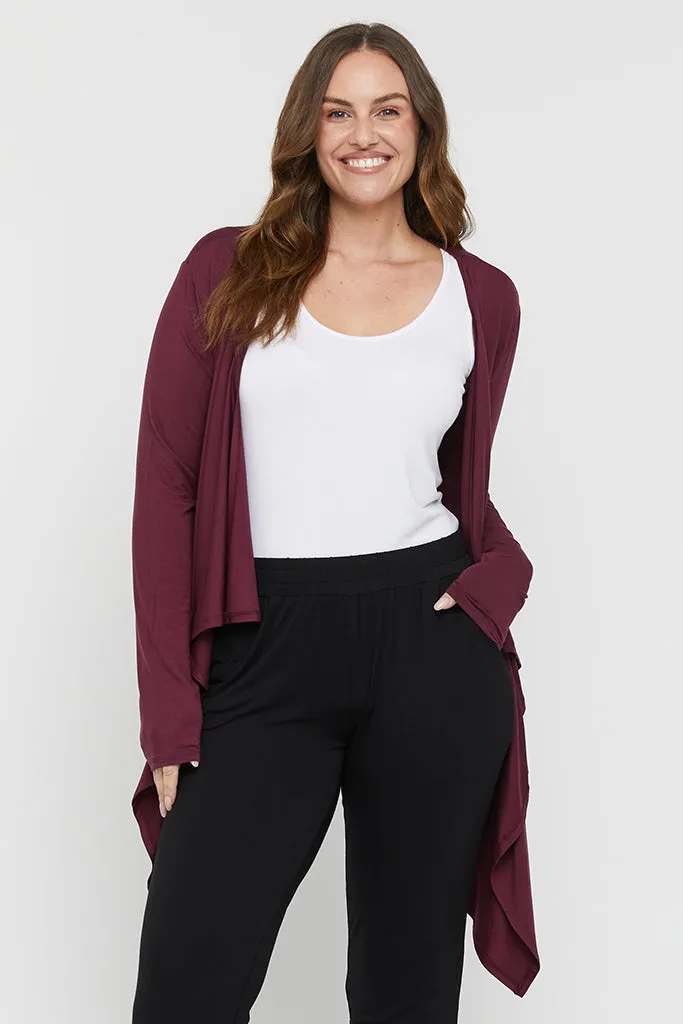 Waterfall Cardigan - Burgundy