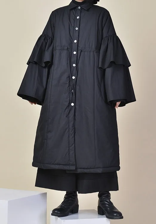 Winter Loose Asymmetric Cut Long Padded Flared Sleeve Kimono Jacket / Japanese