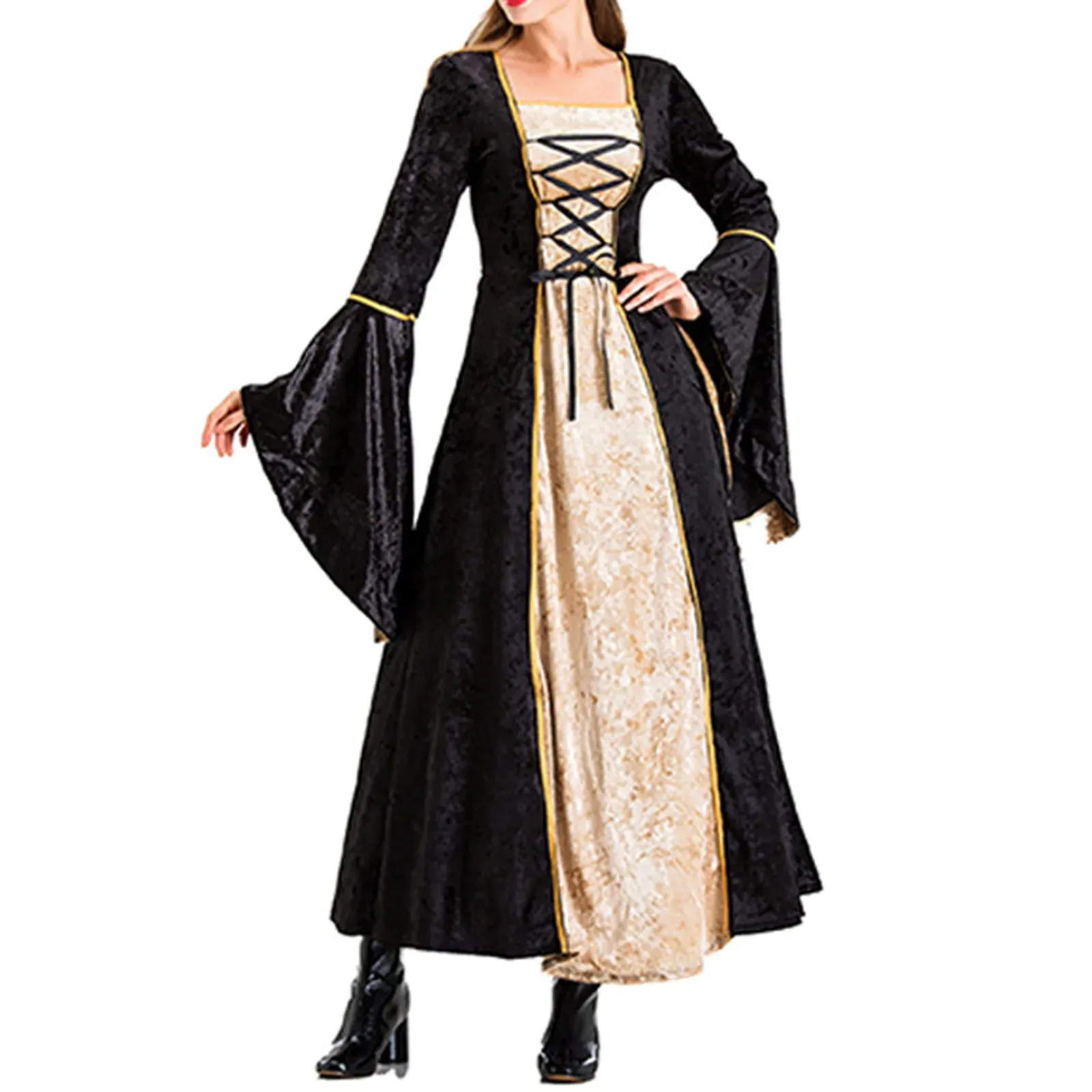 Women European Medieval Court Fancy Vampire Cosplay Lolita Carnival Vintage Strapless Elegant Casual Halloween Dress