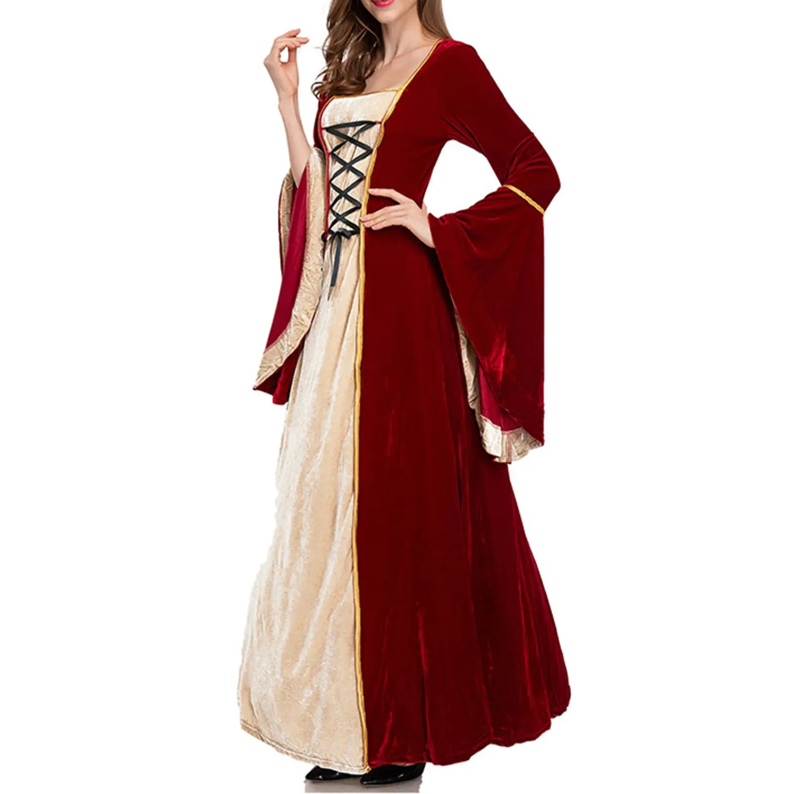 Women European Medieval Court Fancy Vampire Cosplay Lolita Carnival Vintage Strapless Elegant Casual Halloween Dress