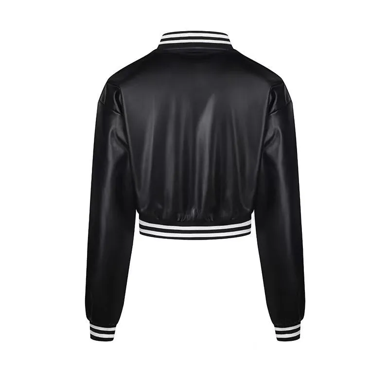 Women Leather Jacket Women Casual Jacket Thin Spring Autumn Coat Women Motorcycle Clothing Varsity Jacket Faux Leather Jacket