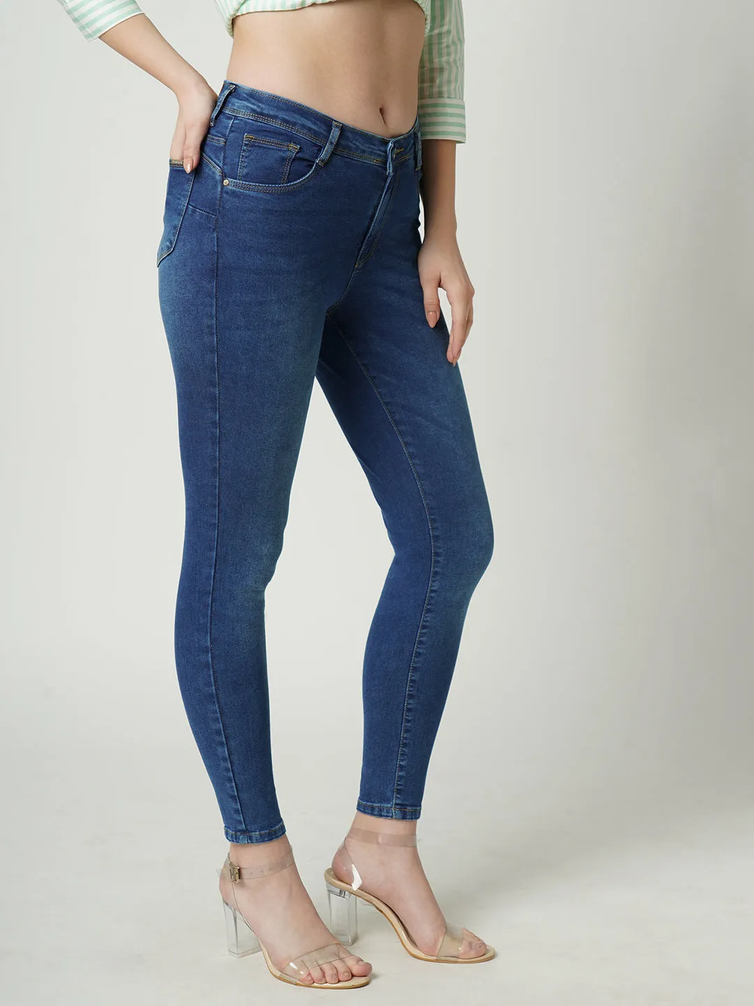 Women Mid-Rise Push Up Super Skinny Jeans