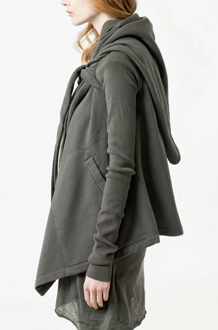 Women Tie-Up Dark Asymmetrical Cut Hoodie