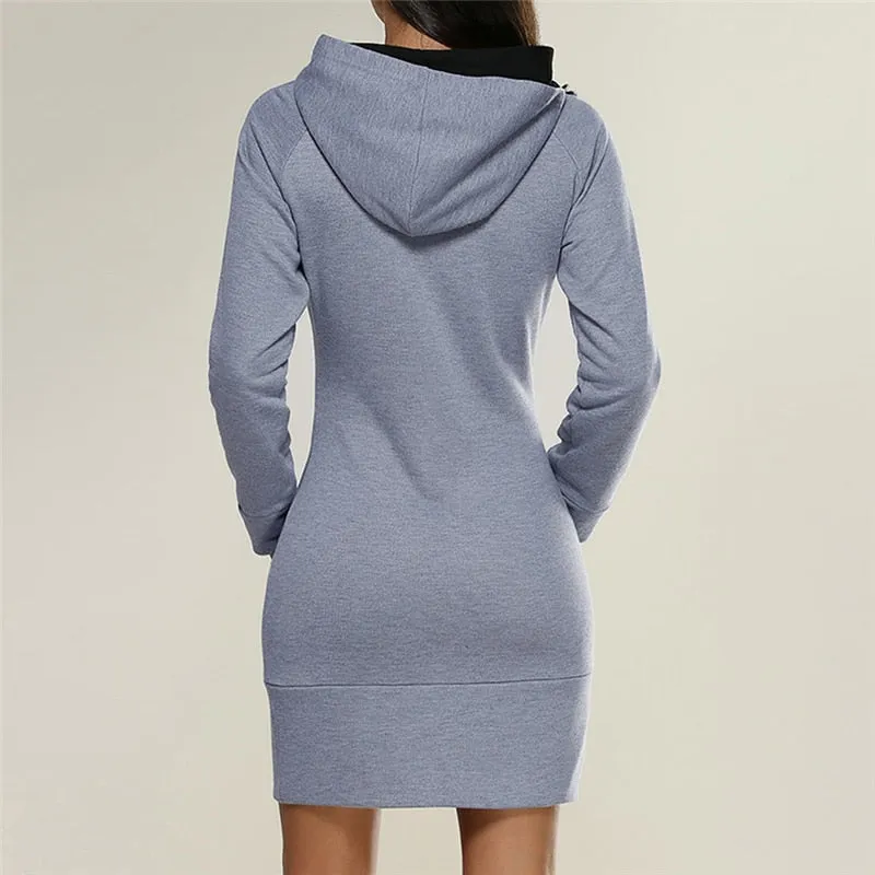 Women's Above Knee Casual Hoodie Dress