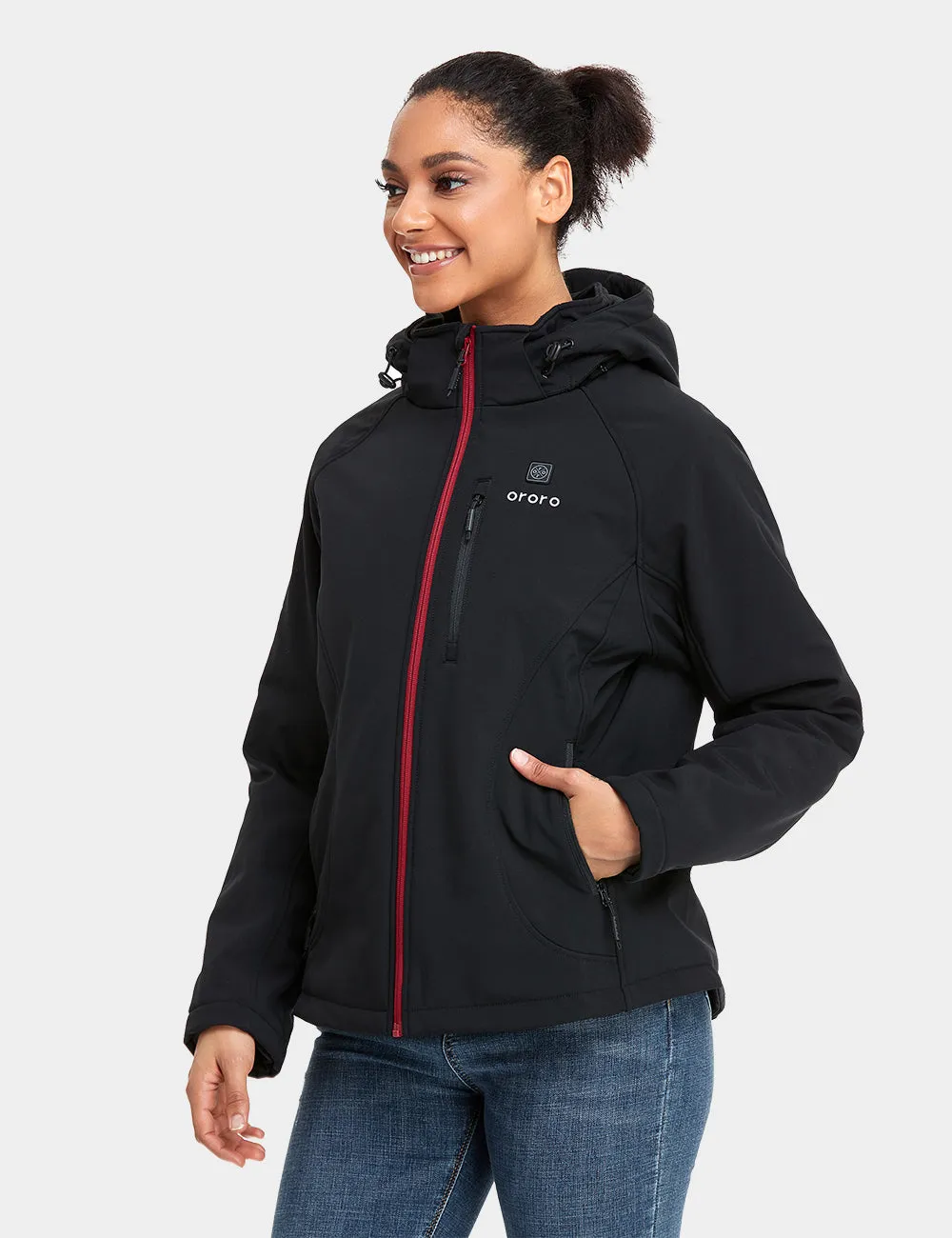 Women's Heated Jacket (4 Heating Zones) - Sharkskin Grey / Black & Red