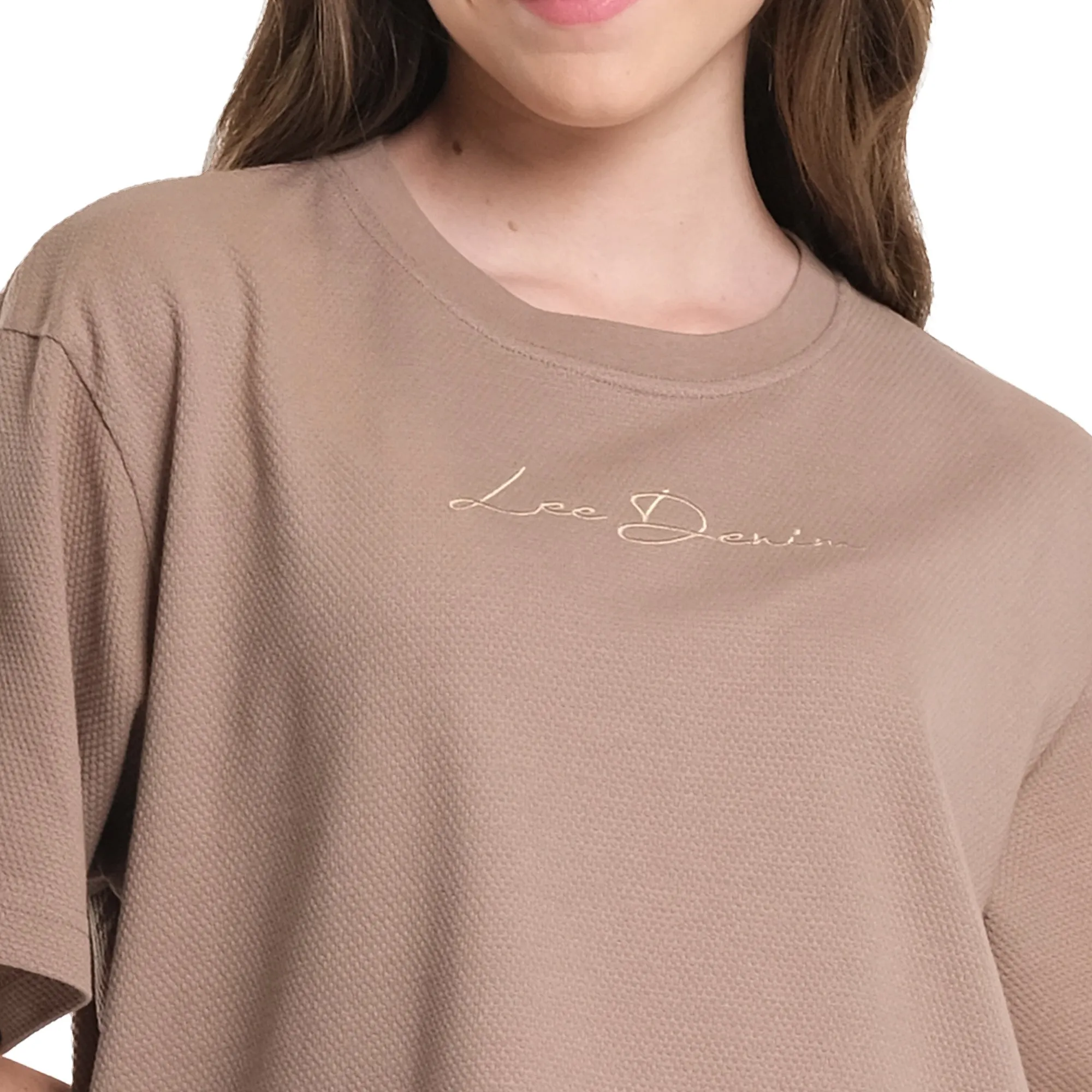 WOMENS LOOSE TOP WITH SCRIPT EMBRO