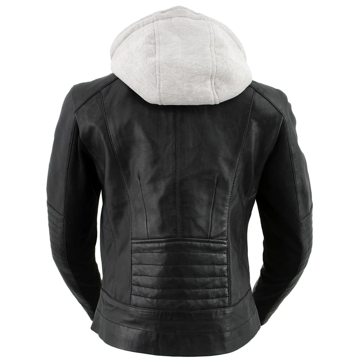 Xelement B91044 Women's ‘Quilt’ Black Leather Motorcycle Biker Racer