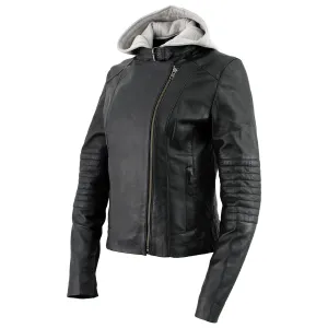 Xelement B91044 Women's ‘Quilt’ Black Leather Motorcycle Biker Racer